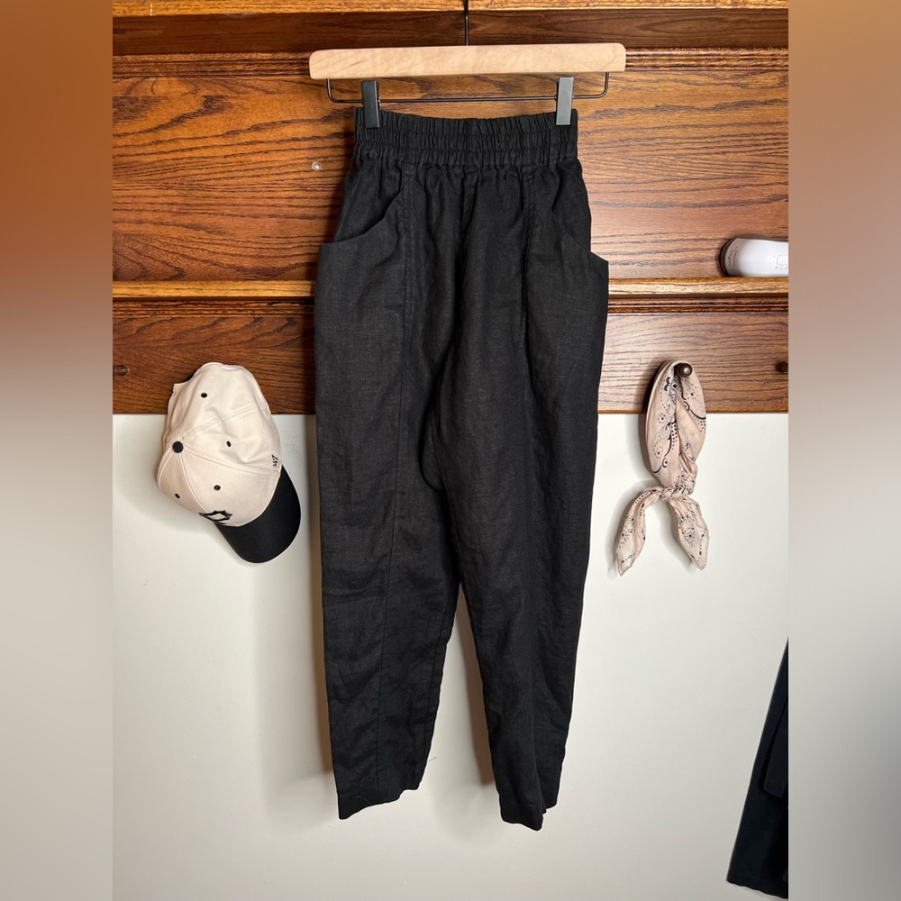 Elizabeth Suzann Clyde Work Pants size XXS linen black EUC